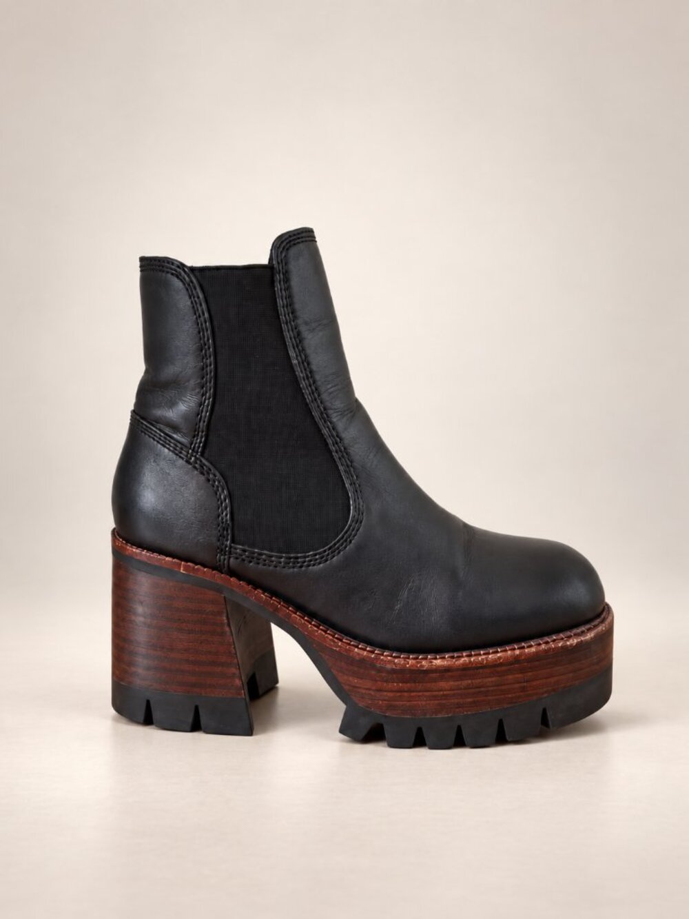 Free People x Jeffrey Campbell Preston Platform Lug Sole Leather Ankle Boots Y2K